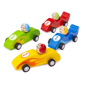 Bigjigs Toys Barevné dřevěné závodní auto 1ks