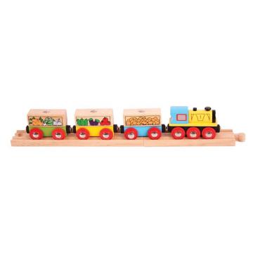 Bigjigs Rail Nákladní vlak se zeleninou + 3 koleje