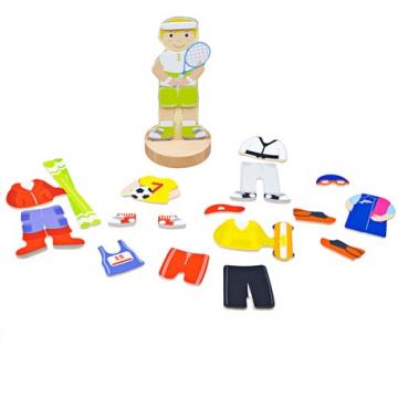 Bigjigs Toys Magnetické oblékací puzzle sportovní aktivity