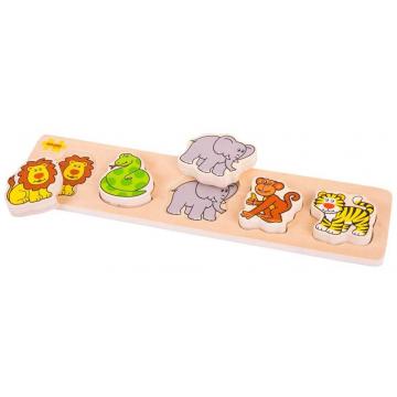 Bigjigs Baby Dřevěné vkládací puzzle safari