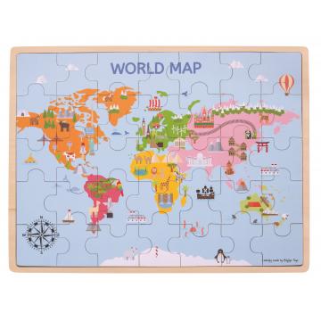 Bigjigs Toys Dřevěná puzzle mapa světa