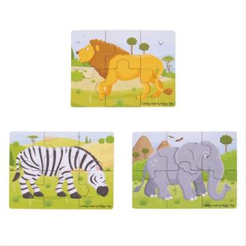 Bigjigs Toys puzzle 3v1 safari zvířátka